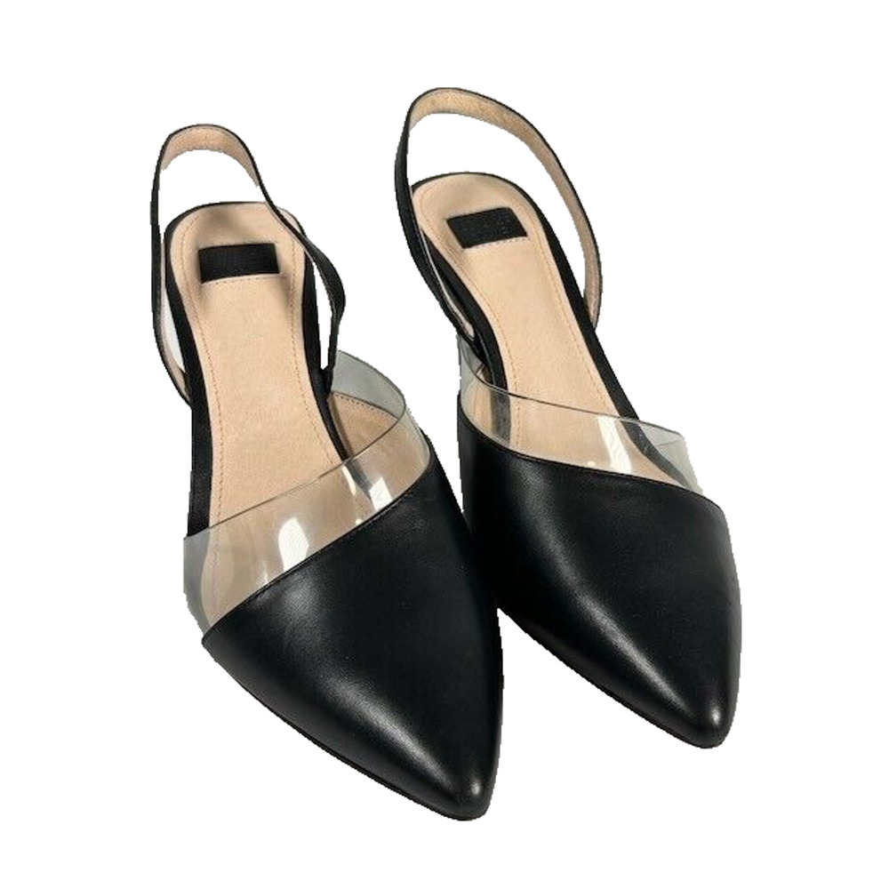 Louise et Cie‎ Kareena Slingback Sandals Stiletto Heel Leather Black Womens 8M